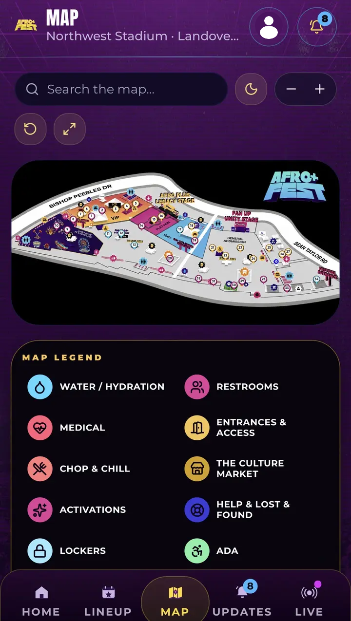 Afro+ Fest interactive venue map